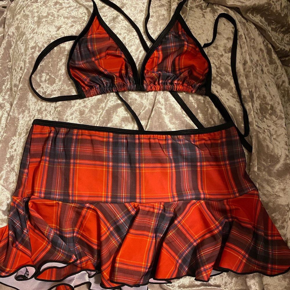 School girl top and skirt set sexy dance-wear